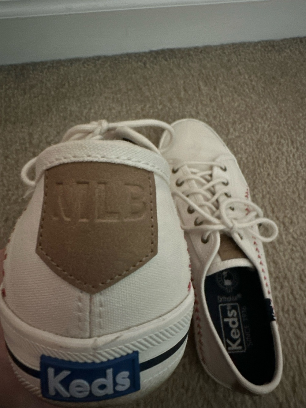 Keds White MLB Baseball Canvas Sneakers woman’s 8 - Picture 2 of 5